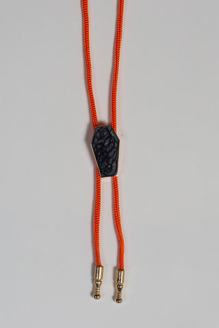 Coffin Bolo in Pearl Resin Gold with Orange Cord