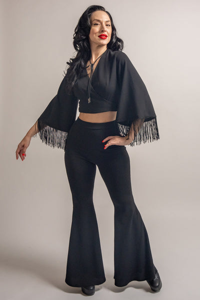 Wanda Top in Black Fringe